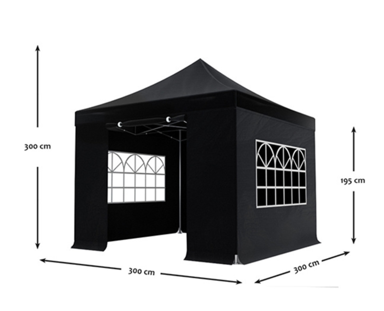 Easy up 3x3m zwart 30mm (aluminium buizen) semi prof partytent opvouwbaar