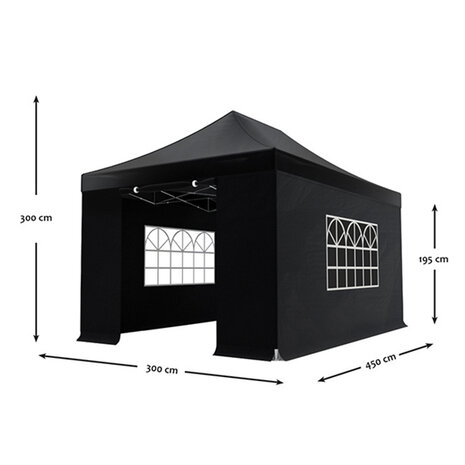 Lizzely Garden & Living Easy up 3x4,5m zwart 40mm (aluminium buizen) semi prof partytent opvouwbaar Lizzely Garden & Living Easy up 3x4,5m zwart 40mm (aluminium buizen) semi prof partytent opvouwbaar