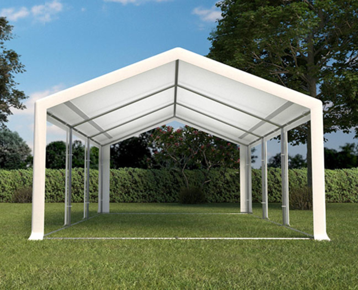 Partytent 4x6m PVC met grondframe brandvertragend Partytent 4x6m PVC met grondframe brandvertragend