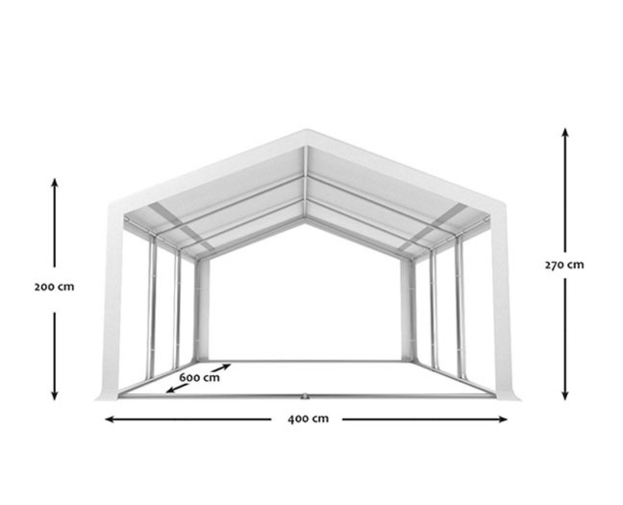 Partytent 4x6m PVC met grondframe brandvertragend Partytent 4x6m PVC met grondframe brandvertragend