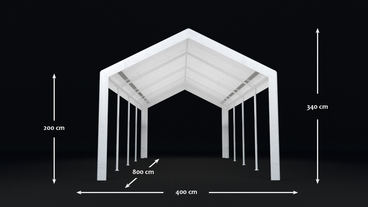 Partytent 4x8m grijs semi professioneel