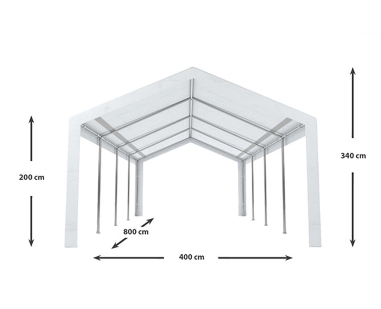 Partytent 4x8m Premium gegalvaniseerde buizen Partytent 4x8m Premium gegalvaniseerde buizen