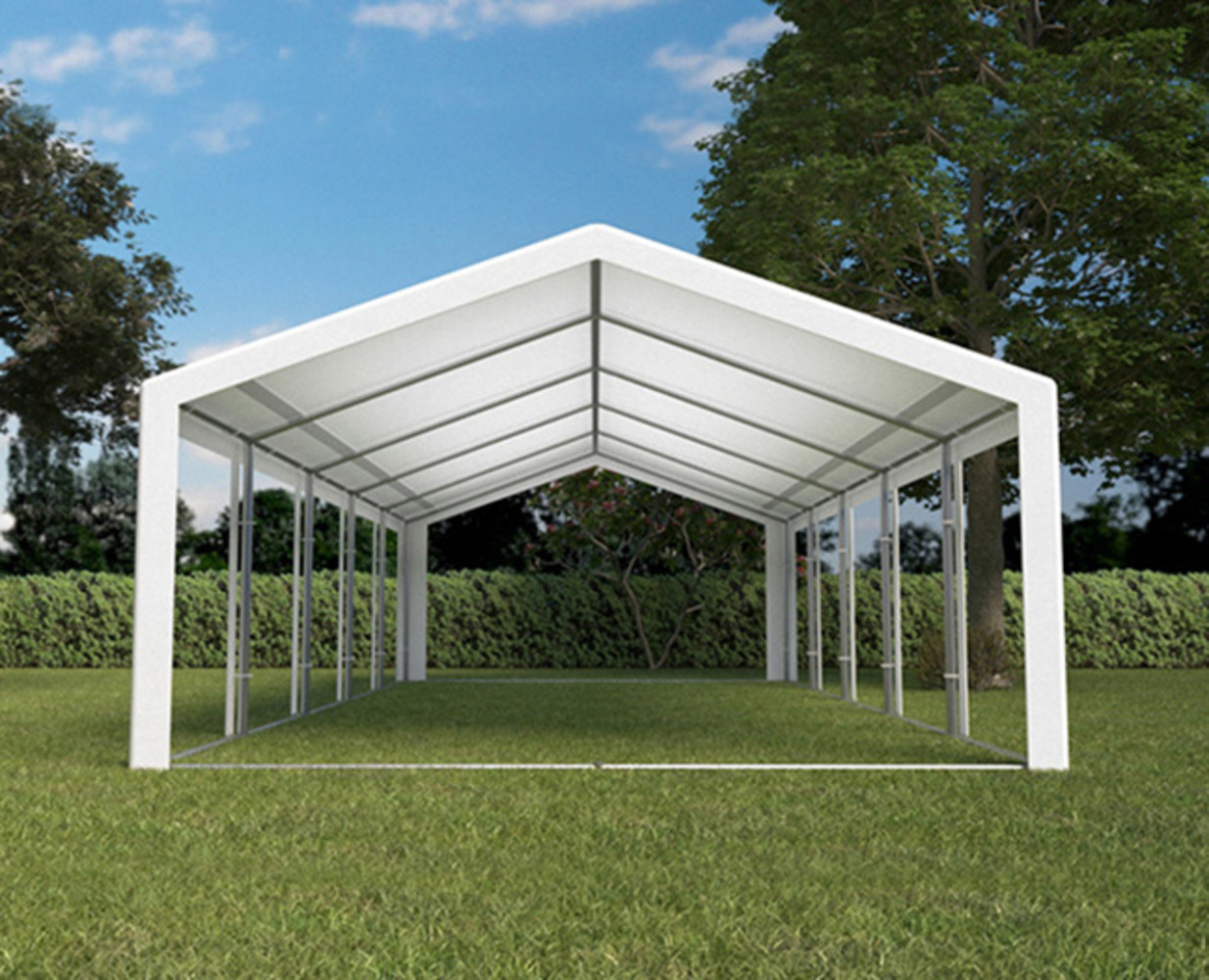 Partytent 5x10m PVC met grondframe brandvertragend Partytent 5x10m PVC met grondframe brandvertragend