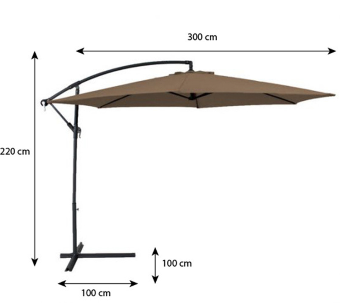 Presentator Honderd jaar assistent Zweefparasol Staal Taupe Parasol Diameter 300 cm - Koop-een-partytent.nl