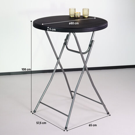 Lizzely Garden & Living Statafel zwart 80cm breed blad