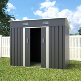 Lizzely Garden & Living Metalen tuinhuisje (5,6 m3) grijs breed klein berging schuur HxBxD: 182x238x131cm Lizzely Garden & Living Metalen tuinhuisje (5,6 m3) grijs breed klein berging schuur HxBxD: 182x238x131cm