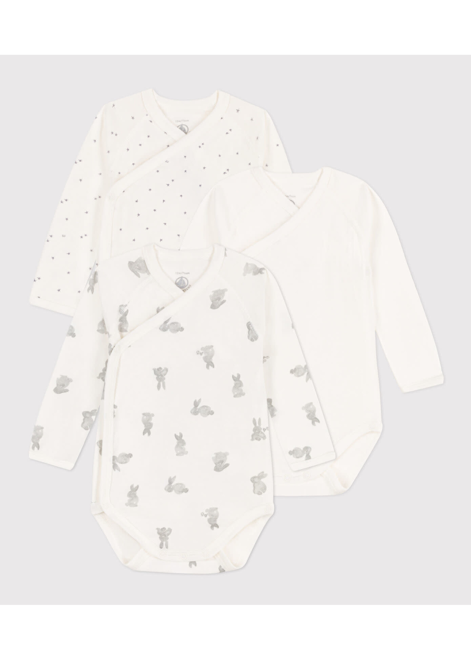 Petit Bateau Petit Bateau / 3 pack bodies LM / Konijntjes