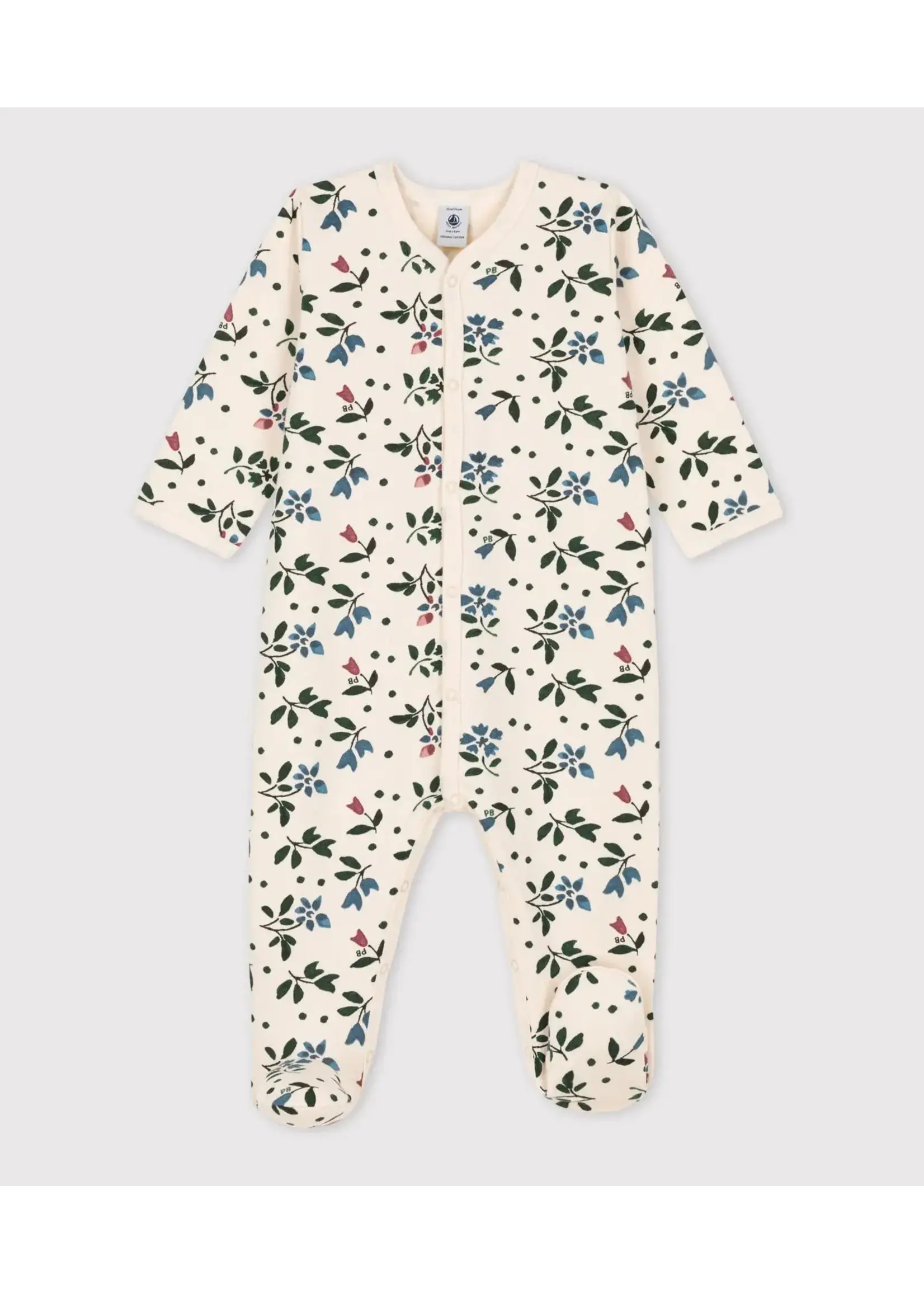 Petit Bateau Petit Bateau / Pyjama molton / Groene bloemetjes