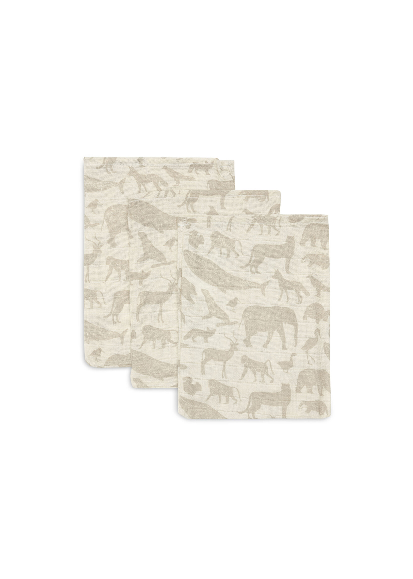 Jollein Jollein / 3 pack tetrawashandjes / Animals Nougat