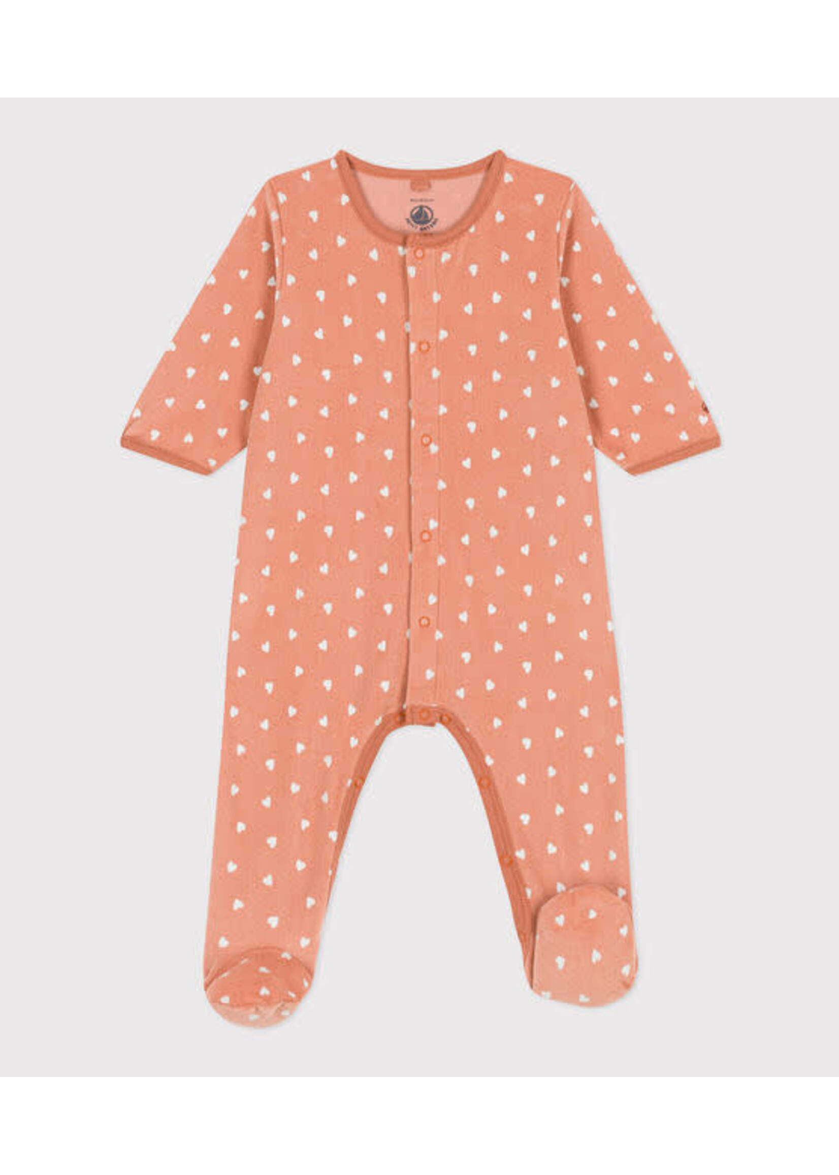 Petit Bateau Petit Bateau / Pyjama fluweel / Orange hartjes