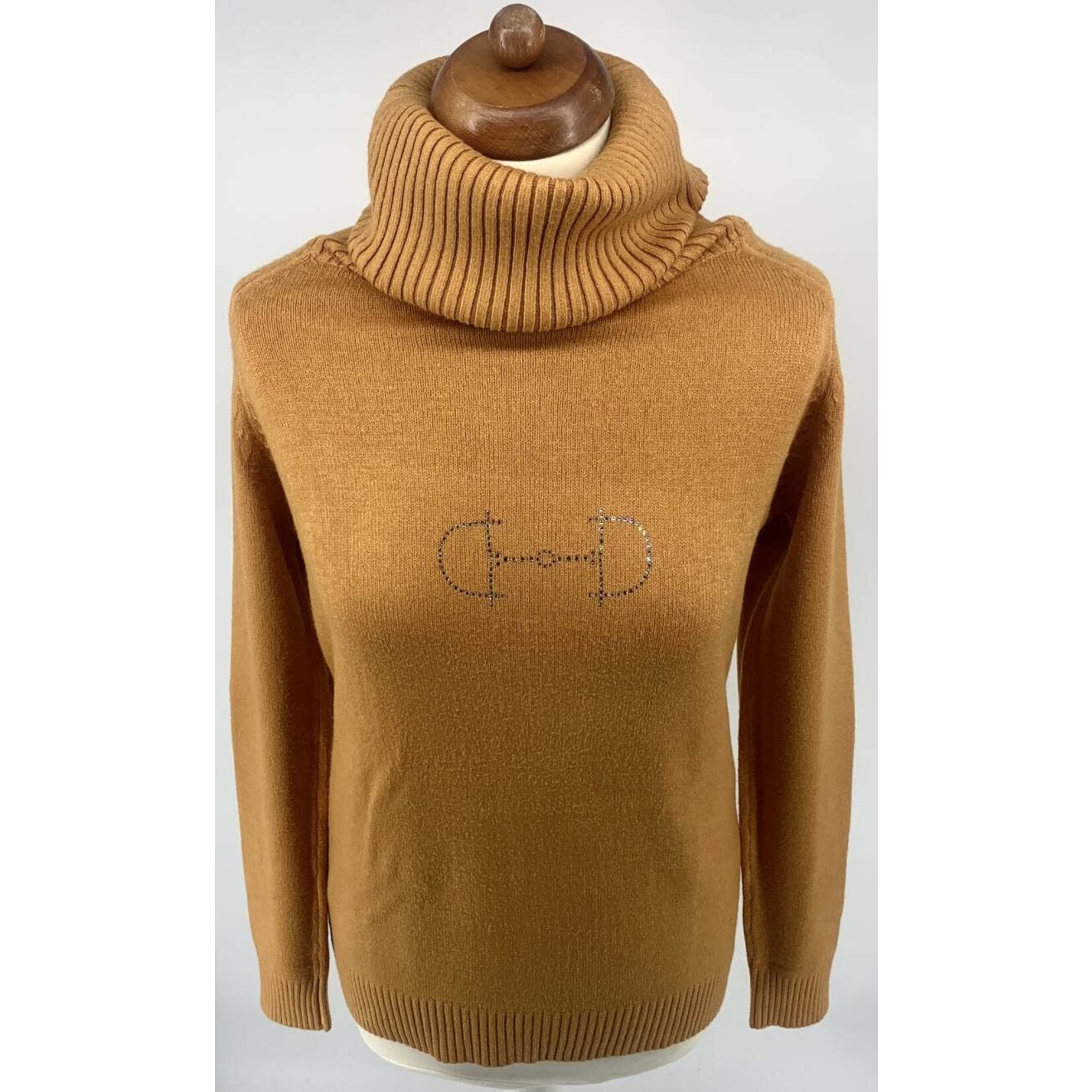 Equestrian style royal turtle neck sweater oker swarovski bit