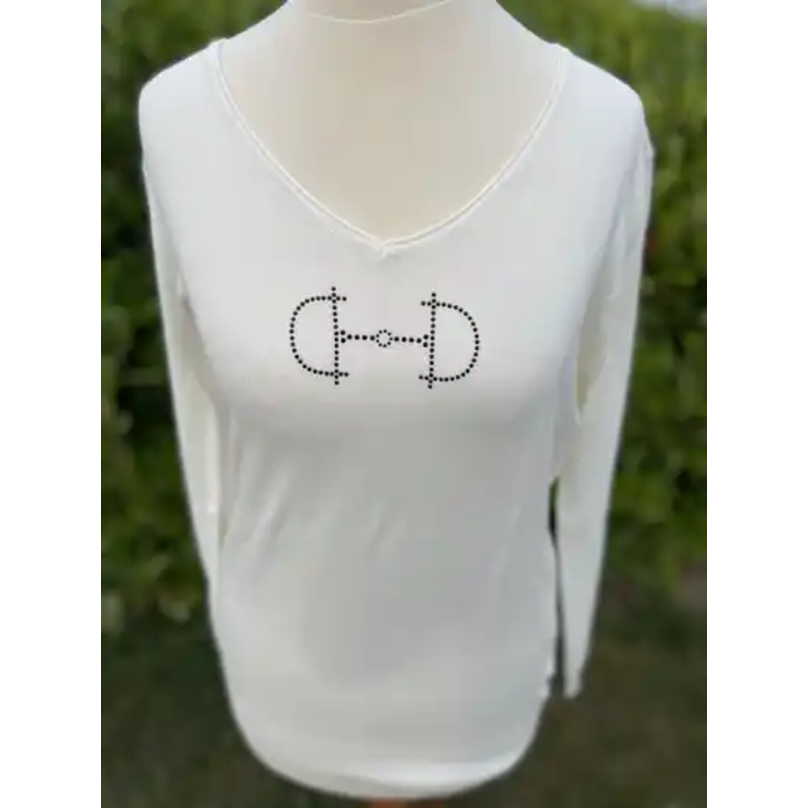 Equestrian-style Equestrian style v neck sweater creme swarovski bit