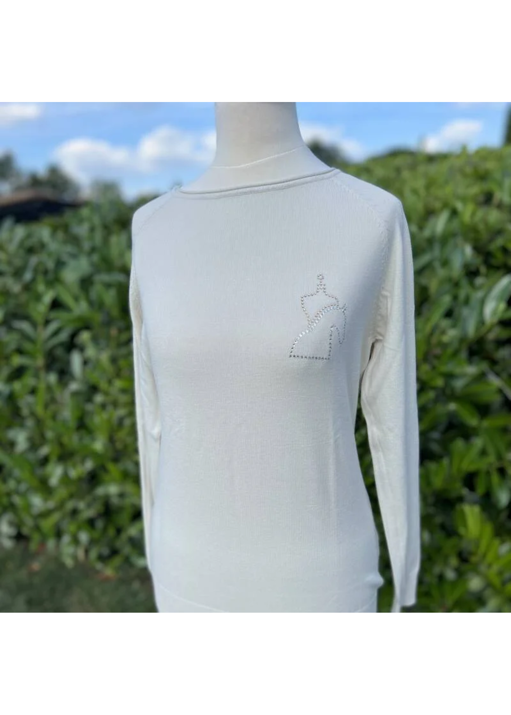 Equestrian-style Equestrian Style Sweater Off White  LCN Swarovski logo