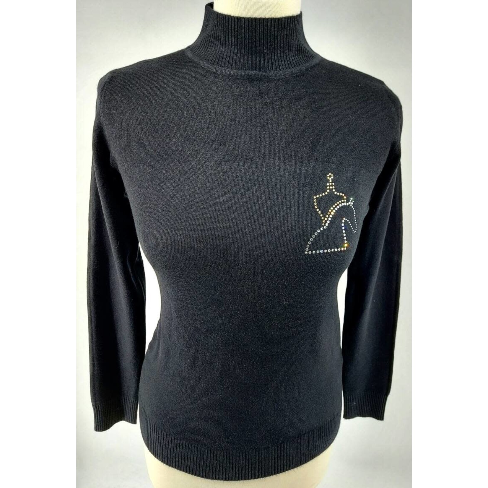 Equestrian-style Equestian style turtle neck loose fit black lcn swarovski logo