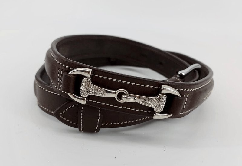 Equestrian style belt snaffles strass dark brown - Equestrian Style ...