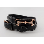 Equestrian-style Equestrian style belt snaffles strass rose gold black