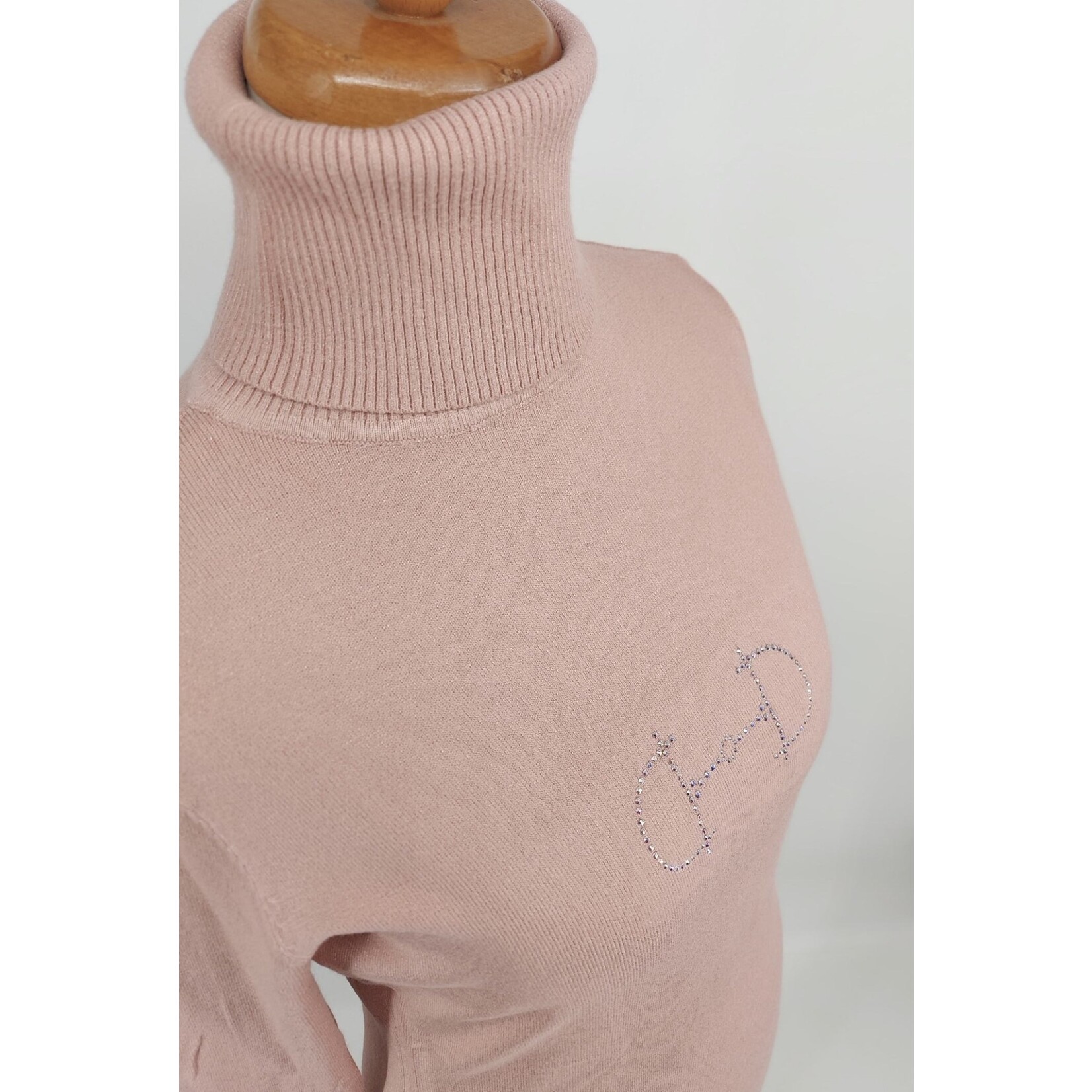 Equestrian-style Equestrian style turtle neck light pink swarovski bit