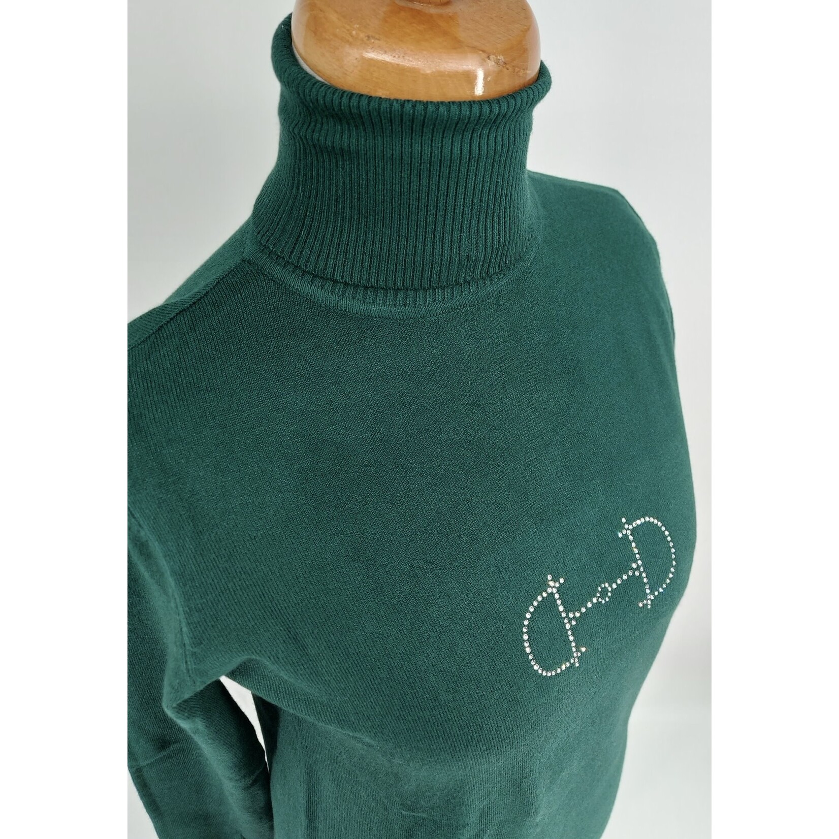 Equestrian-style Equestrian style turtle neck dark green swarovski bit