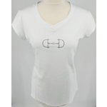 Equestrian-style Equestrian style t-shirt white wwarovski jet bit