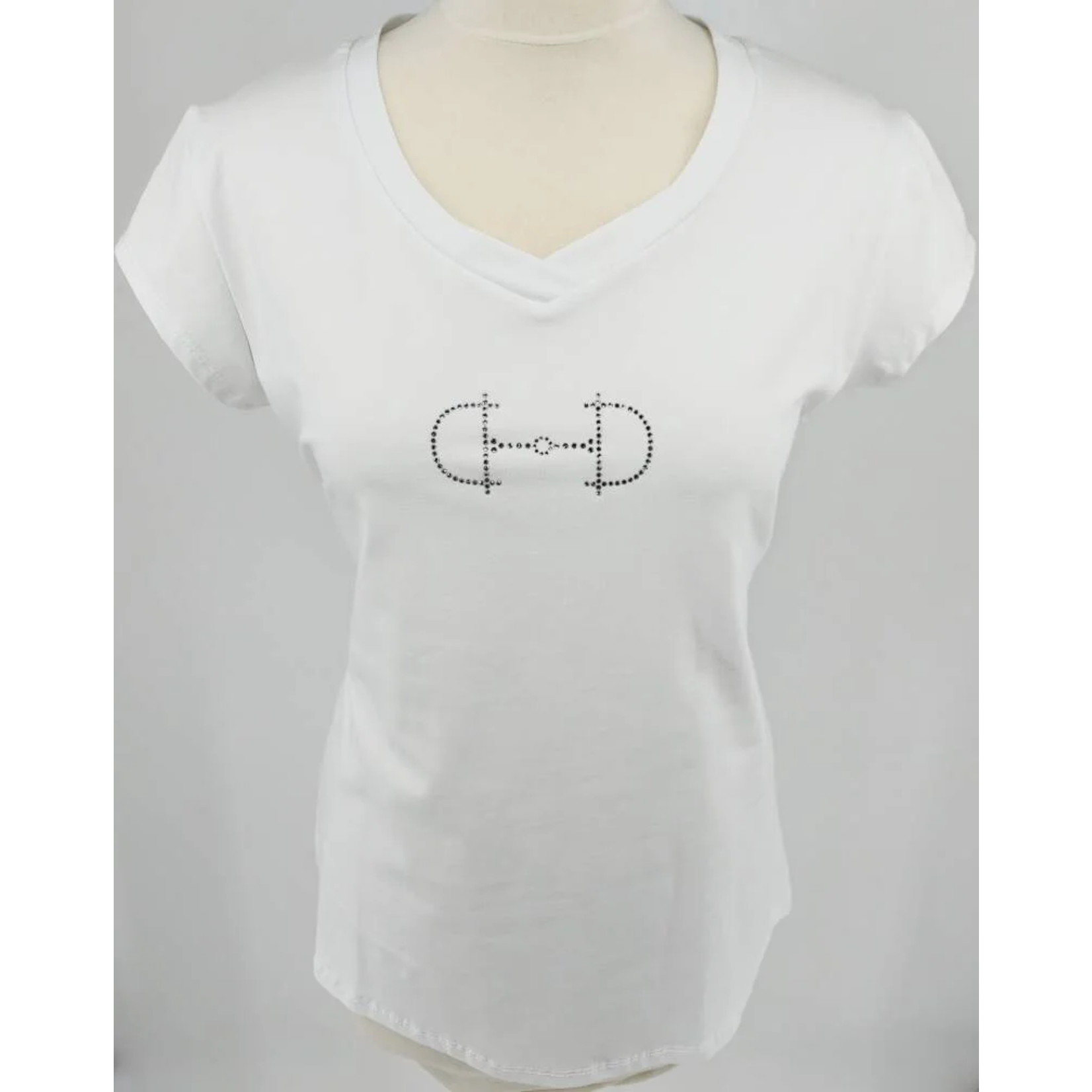 Equestrian-style Equestrian style t-shirt white wwarovski jet bit