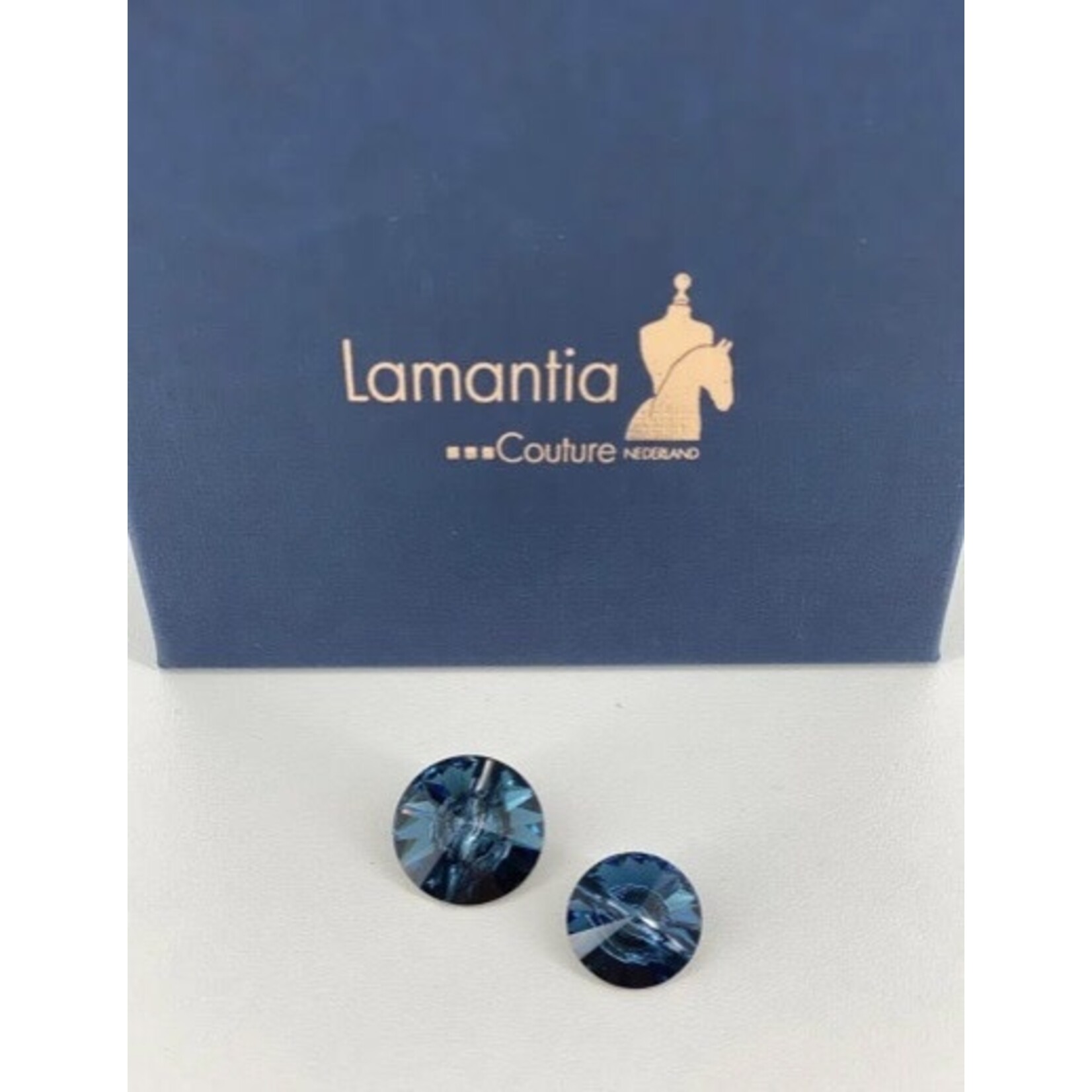 Lamantia Couture Nederland Swarovski knoop crystal montana klein met achterkant 14mm