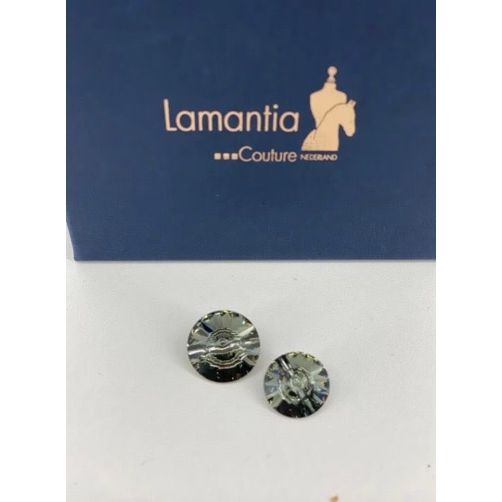 Lamantia Couture Nederland Swarovski knoop crystal grijs groot met achterkant 16mm