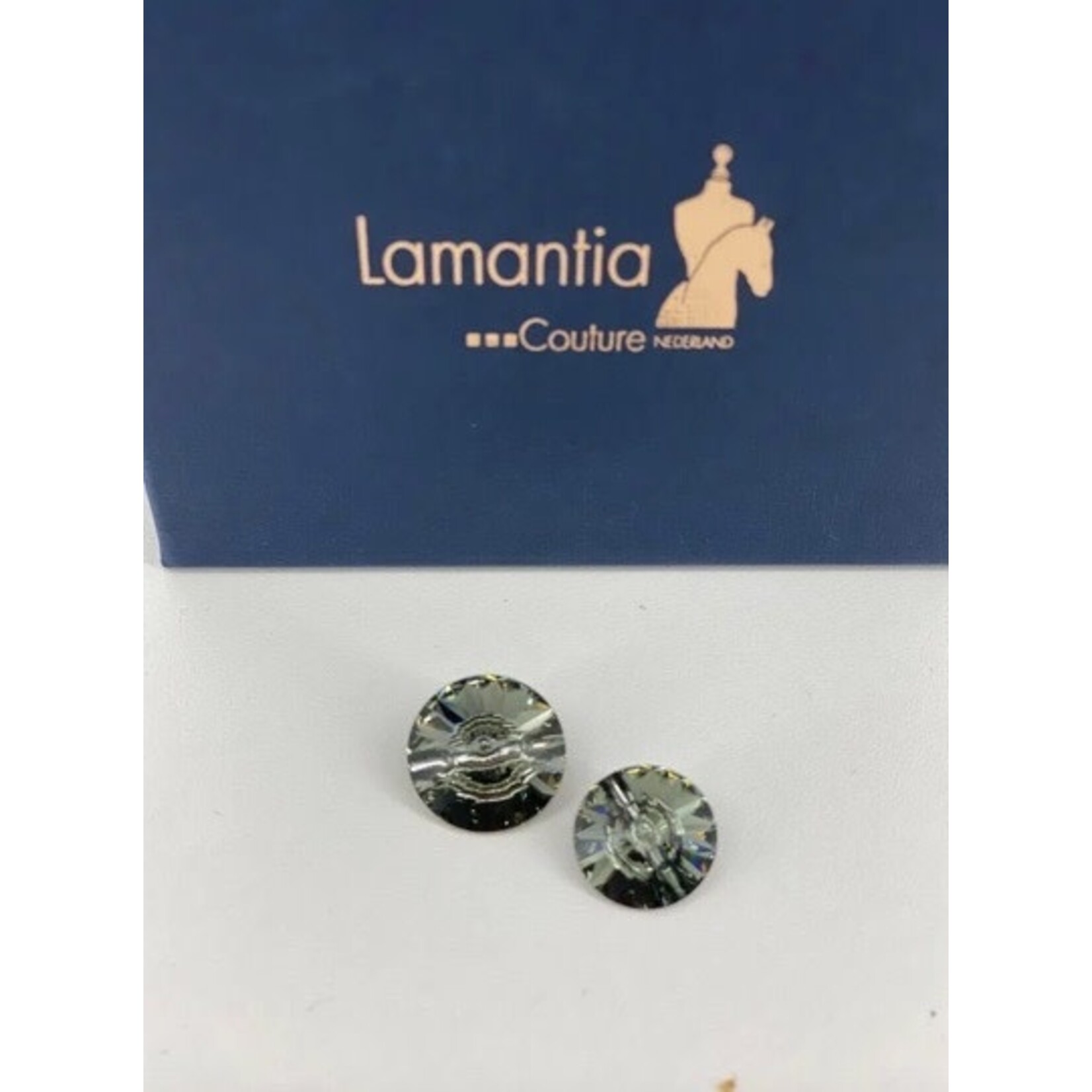 Lamantia Couture Nederland Swarovski button crystal grey small single 14mm