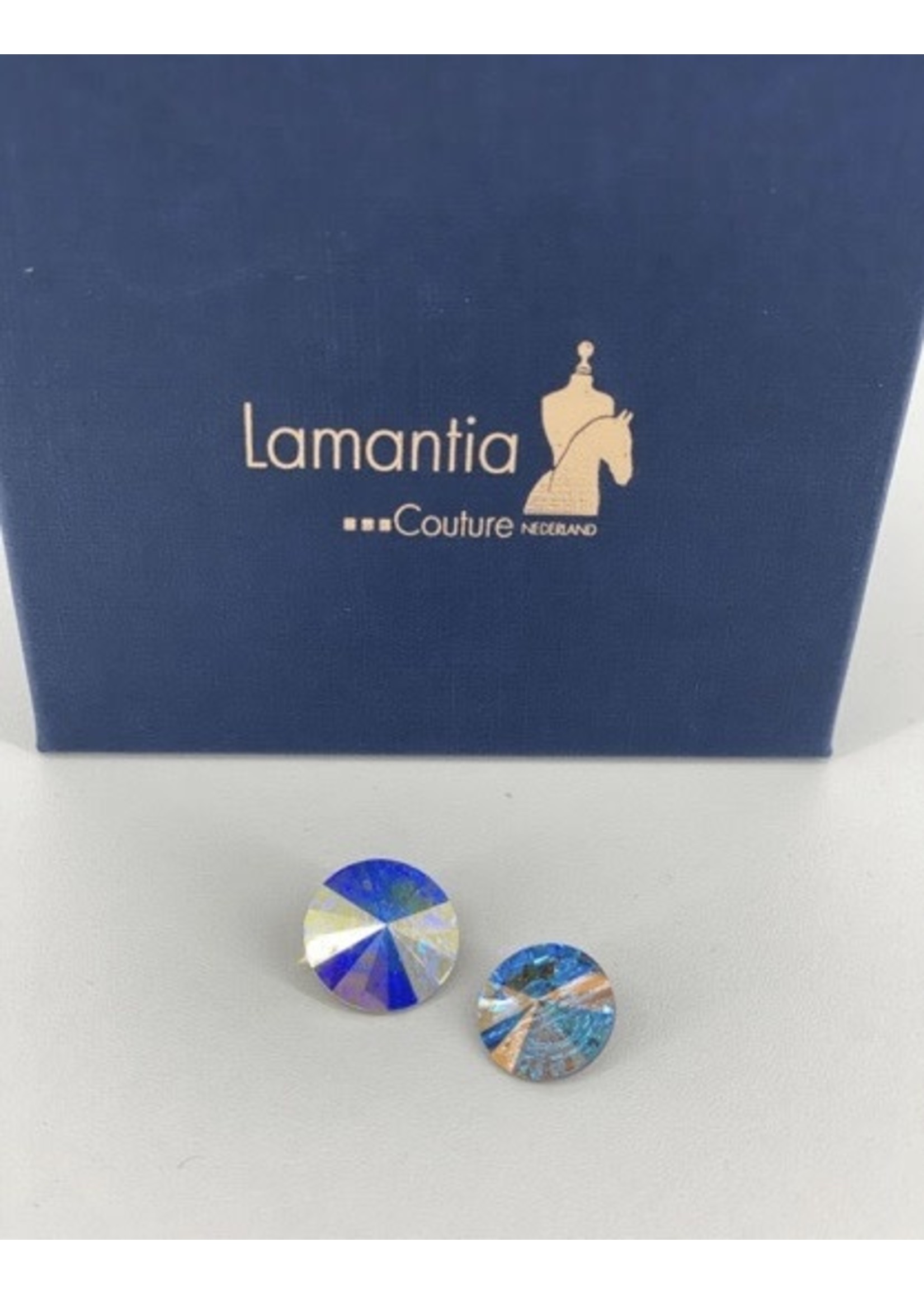 Lamantia Couture Nederland Swarovski knopen set crystal ab met achterkant wedstrijd jas