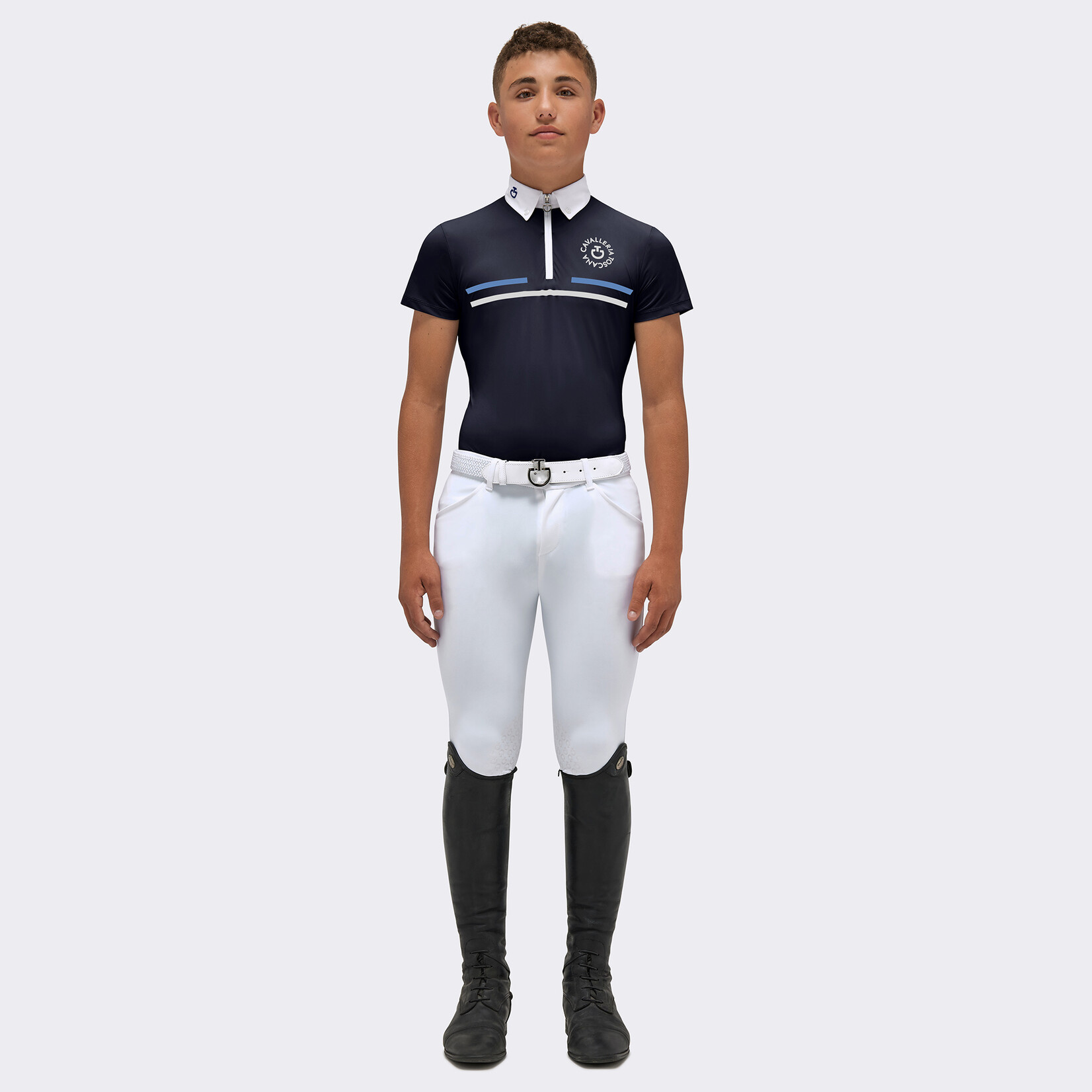 Cavalleria Toscana Cavalleria toscana boy's orbit print jersey zip polo