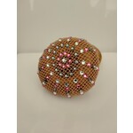 Frontriemenshop Swarovski hairnet dark blond pink/grey/01