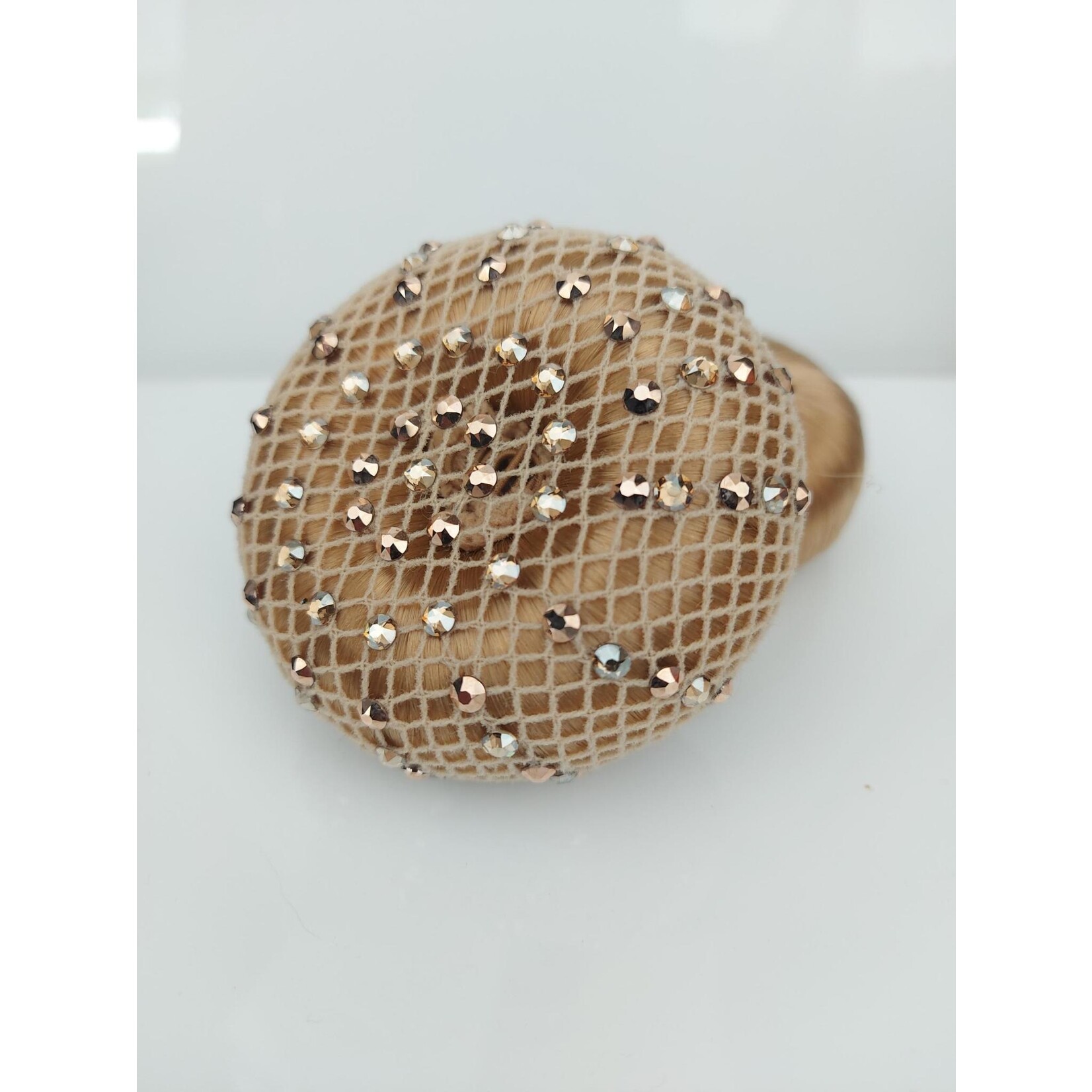 Frontriemenshop Swarovski haarnet licht blond rosegold/golden shadow