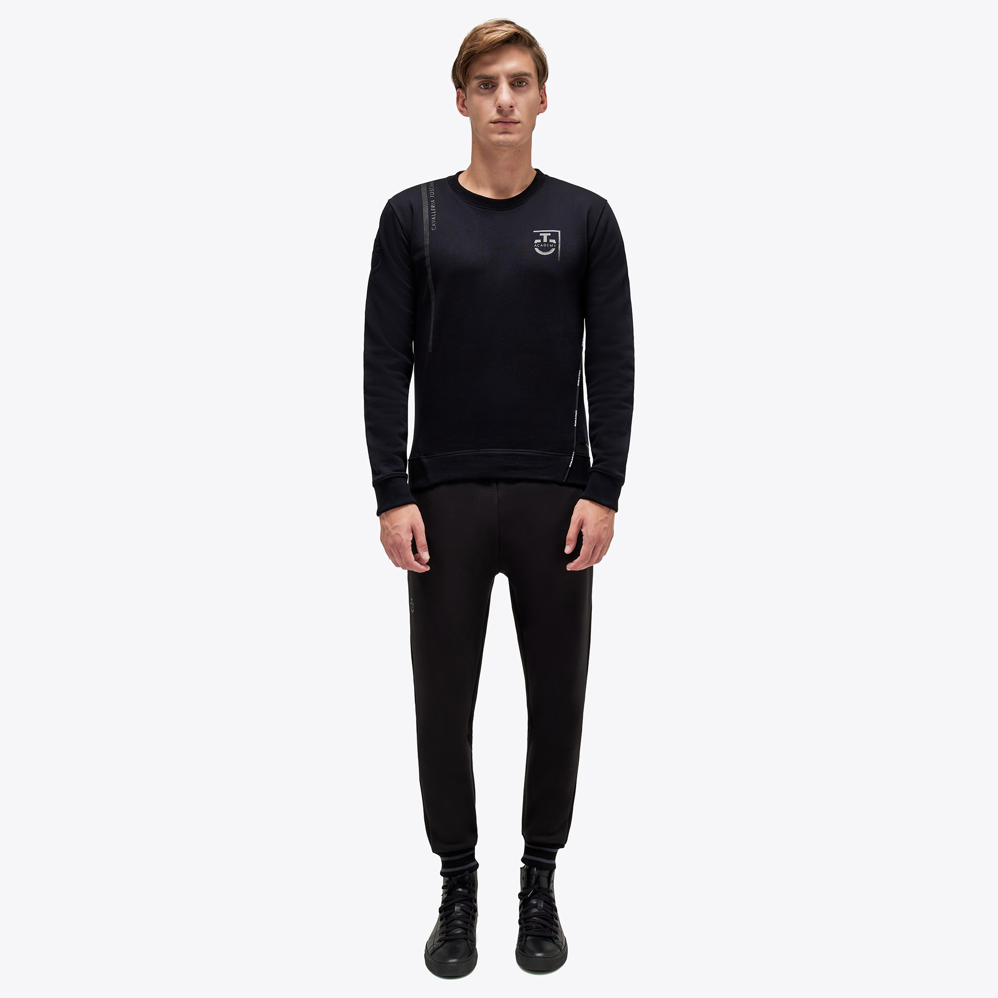 Cavalleria toscana academy bruched cotton crew neck black - Equestrian ...