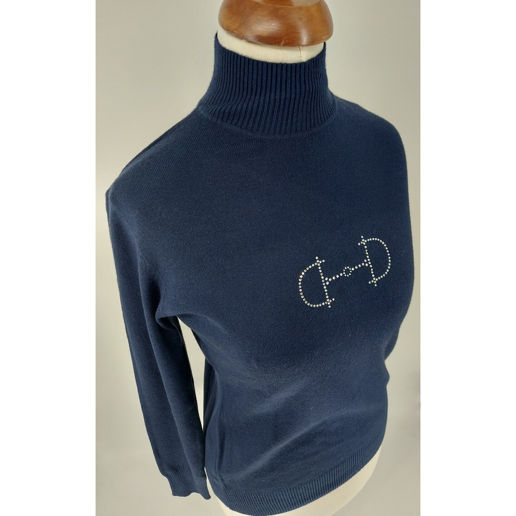 Equestrian-style Equestrian style (small col) turtleneck dark blue swarovski one size