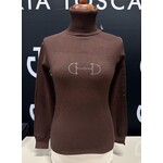 Equestrian-style Equestrian style turtle neck sweater brown swarovski bit