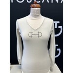 Equestrian-style Equestrian style v neck sweater creme swarovski bit *