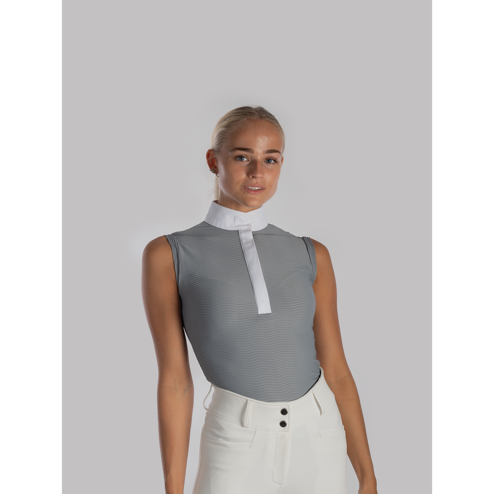 Aviar Aviar wave zip sleeveless show shirt grey