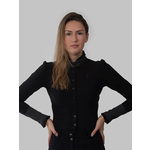 Aviar Aviar long sleeve button ruffle shirt black anthracite