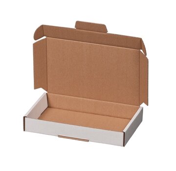 Specipack Boîte aux lettres en carton ondulé E 350 x 225 x 30 mm XL Blanc - avec fermeture supplémentaire - Lot de 50 boîtes postales