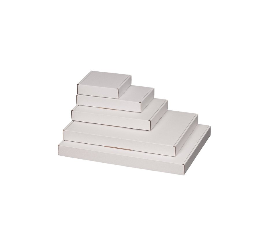 Boîte aux lettres en carton ondulé E 310 x 215 x 30 mm A4 Blanc - avec fermeture supplémentaire - Lot de 50 boîtes postales