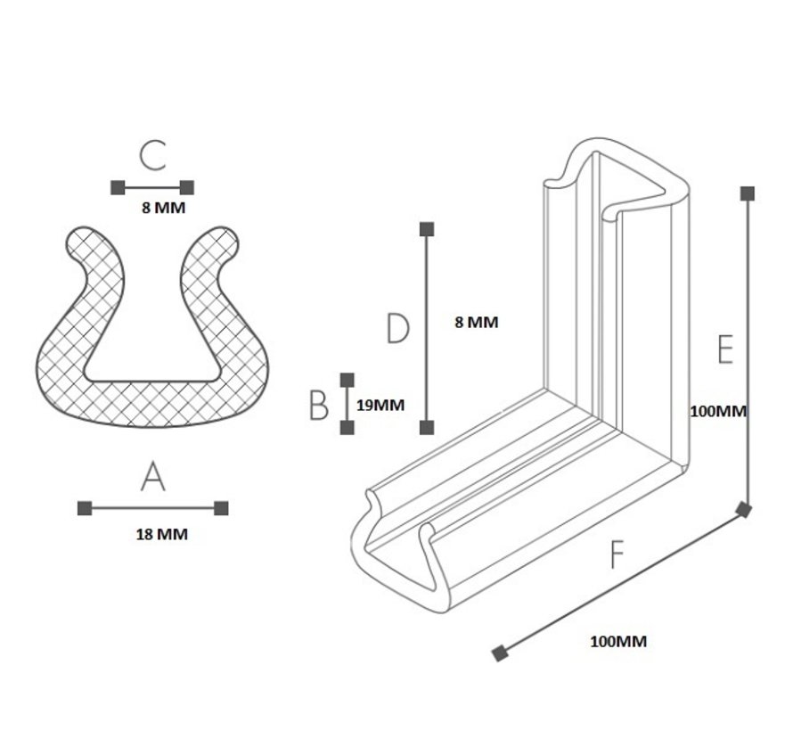Profilé en mousse Pièce d'angle 20 - 35 mm x 100 mm x 11 mm Boîte de 400 pièces