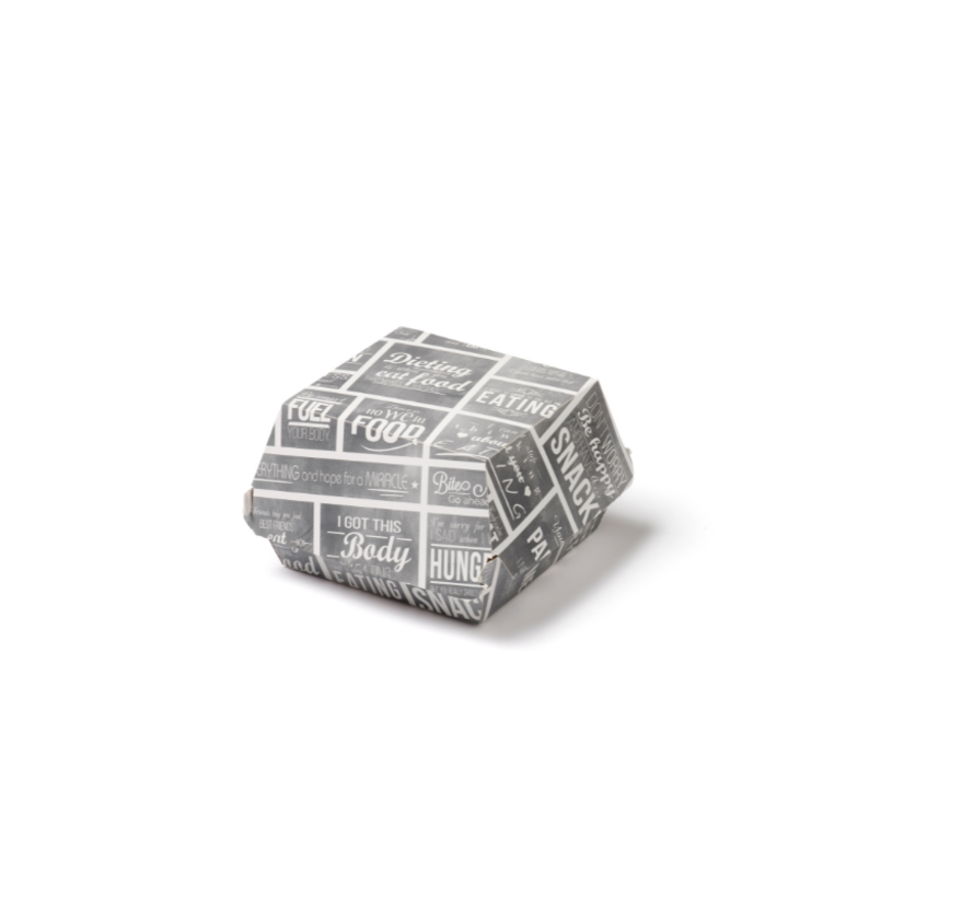Hamburgerbakje karton klein - Pubchalk 90 x 90 x 70 mm - 300 stuks