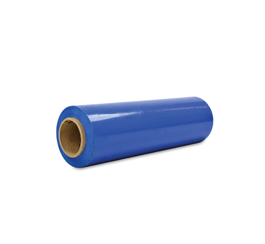 Film étirable film d'emballage Rouleaux à main - Film pour palettes - Boîte de 6 rouleaux 23 my recto Adhésif Bleu - 50 cm x 300 m