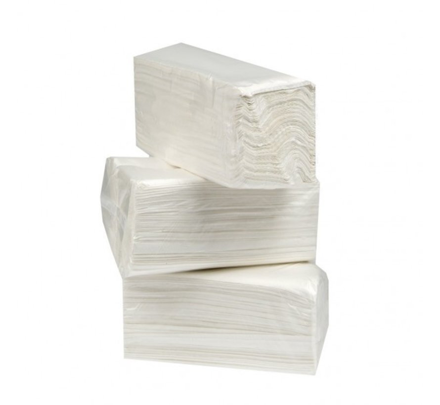 Essuie-mains Interfold 100% cellulose - 3 plis - 42 x 22 cm - 2000 pièces