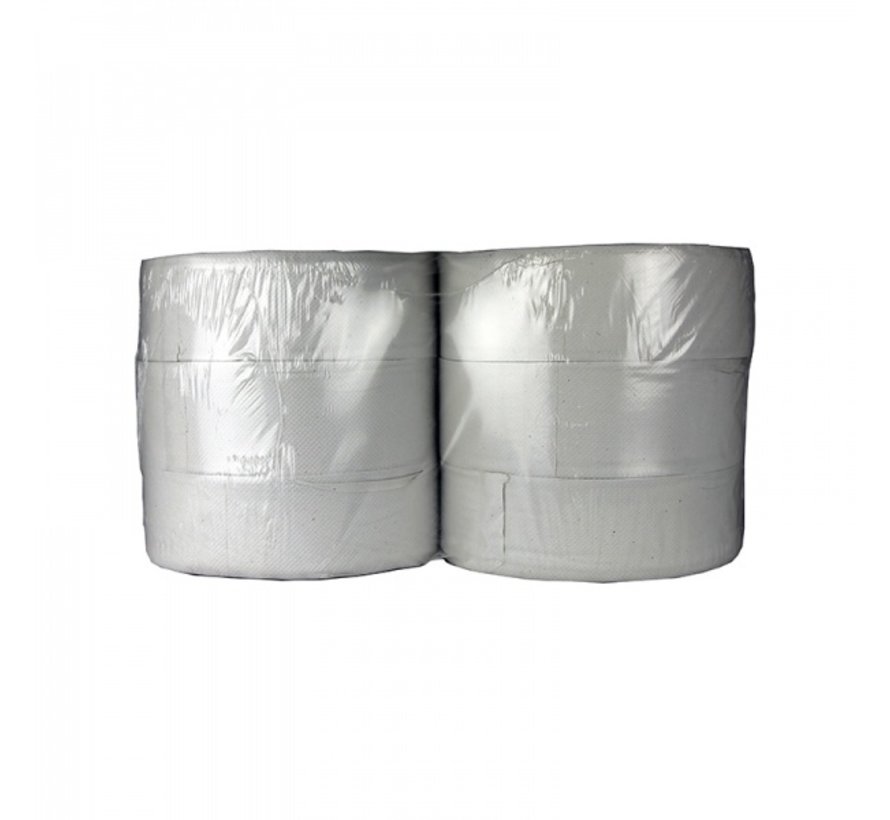 Wc papier Maxi Jumbo 100% gerecycled - 2 laags toiletpapier - 6 rollen van 250 meter in folie