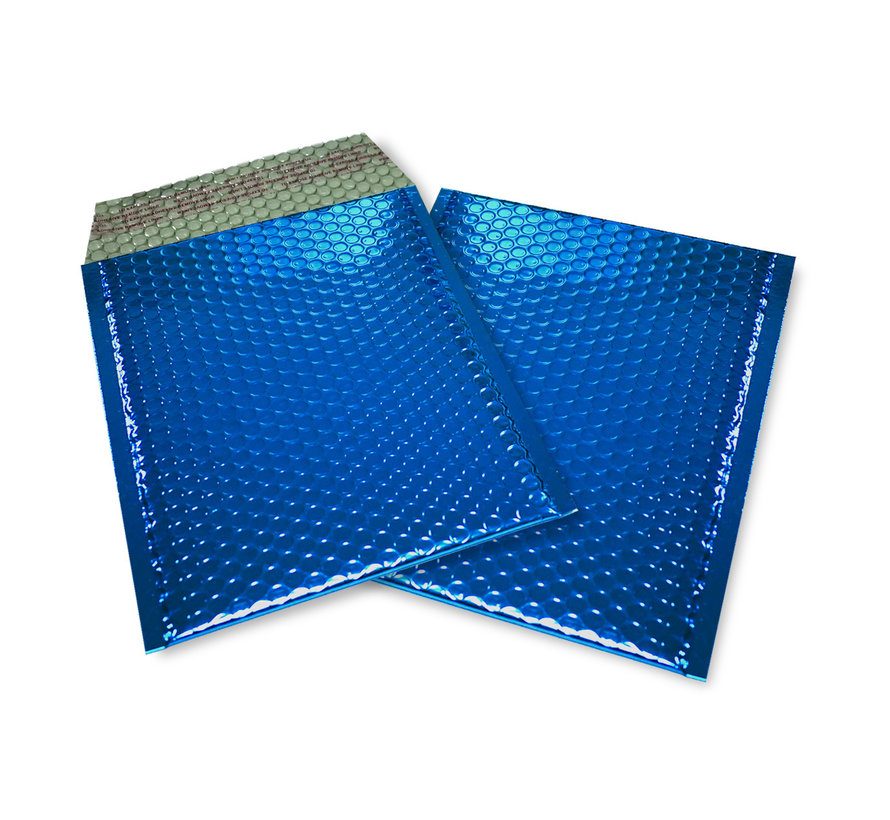 Enveloppes à coussin d'air bleu métallisé brillant D 180 x 250 mm A5+ - Boîte de 100 pièces.