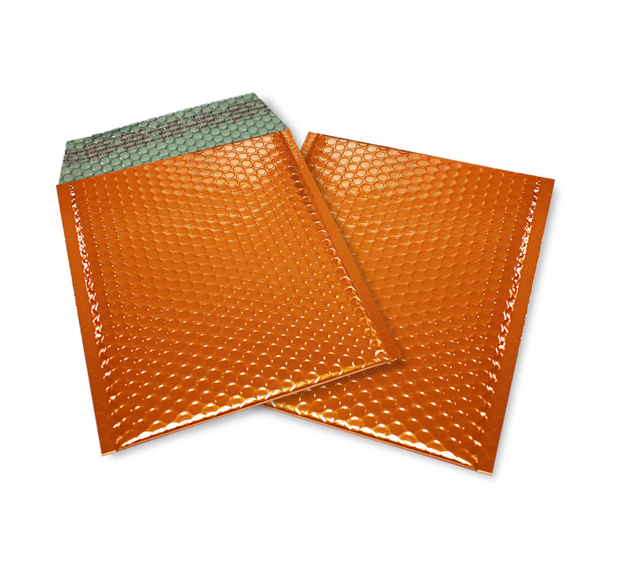 Enveloppes à coussin d'air orange métallisé brillant D 180 x 250 mm A5+ - Boîte de 100 pièces.