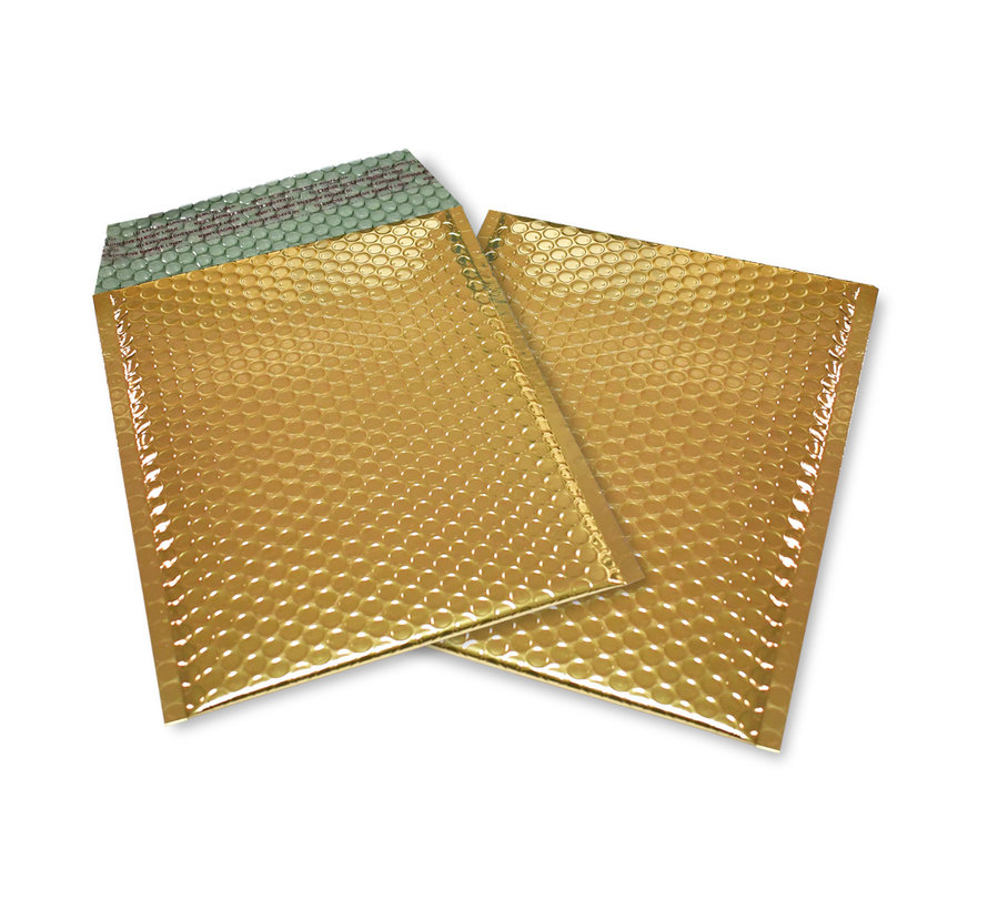 Goud luchtkussen enveloppen metallic glanzend D 180 x 250 mm A5+ - Doos met 100 stuks