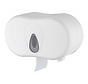 Wc papier dispenser duo traditioneel - wit - kunststof - 18 x 26 x 14 cm