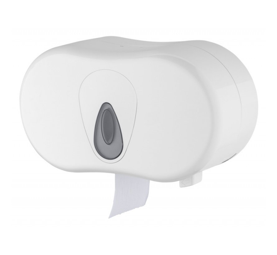 Distributeur de papier toilette duo traditionnel - blanc - plastique - 18 x 26 x 14 cm