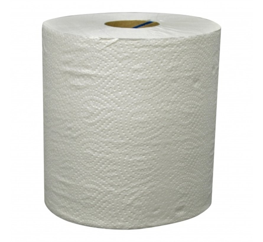 Handdoekrol Midi Centerfeed recycled wit - geperforeerd - 2 laags - 120 meter 6 rollen in folie